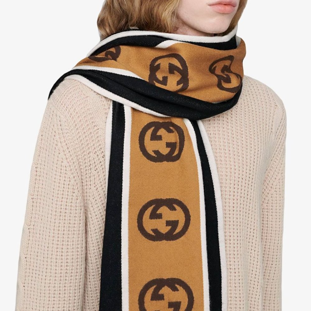 Gucci GG-jacquard Striped Wool-blend Scarf NEW WITH TAGS - Picture 9 of 9
